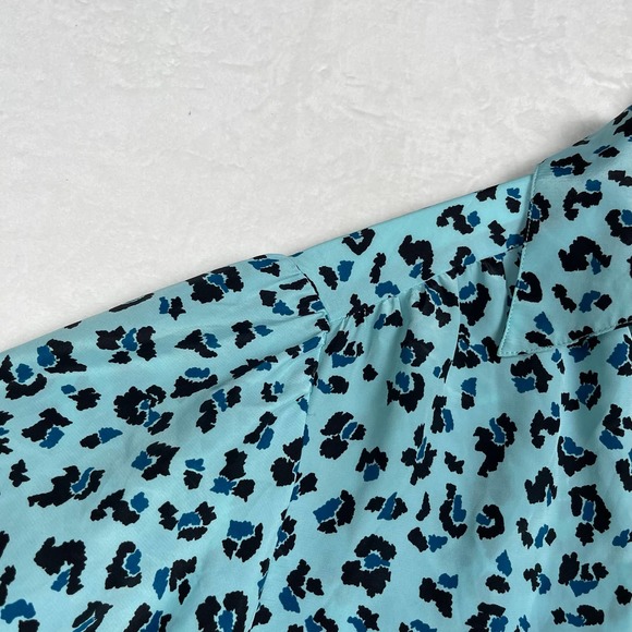 Vintage‎ Loubella Cheetah Animal Print Baby Blue Button Down Blouse XL - Picture 3 of 12
